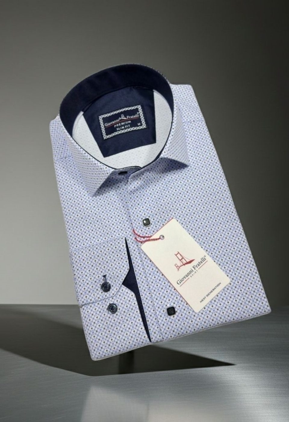 Slim Fit Uzun Kol Desenli Saten Gömlek 3GMK322004001