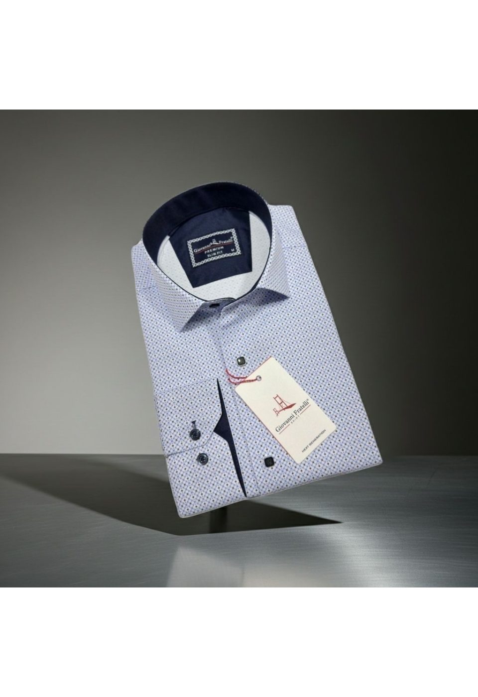 Slim Fit Uzun Kol Desenli Saten Gömlek 3GMK322004001 - Giovanni Fratelli
