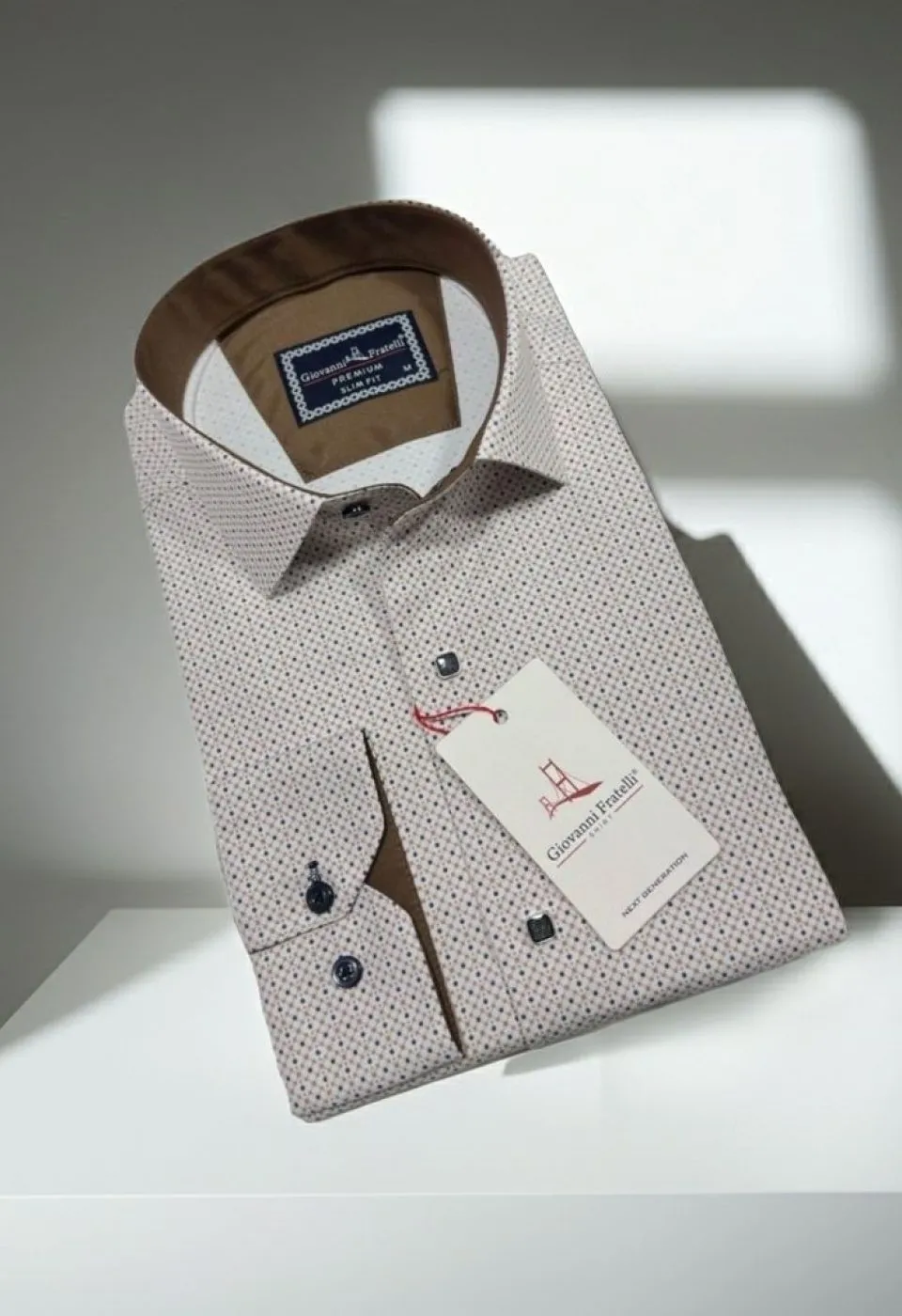 Slim Fit Uzun Kol Desenli Saten Gömlek 3GMK322004002