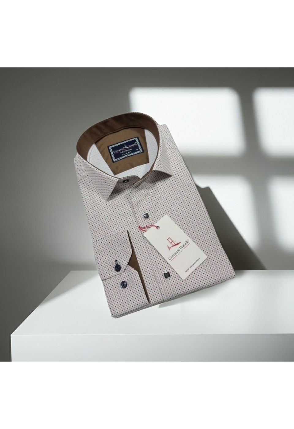 2004 CR SATIN 002 Slim Fit Uzun Kol Desenli Saten Gömlek 3GMK322004002 - Giovanni Fratelli