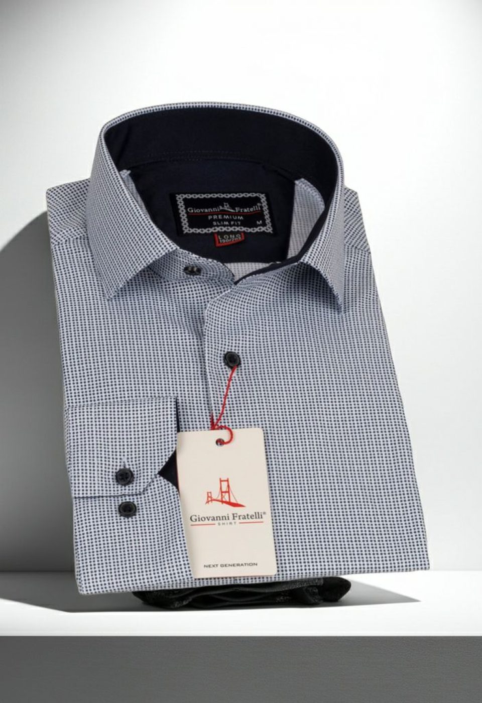 2032 CR 8 DROP SATIN 001 8 Drop Slim Fit Uzun Kol Saten Desenli Erkek Gömlek 3GMK312032001 - Giovanni Fratelli