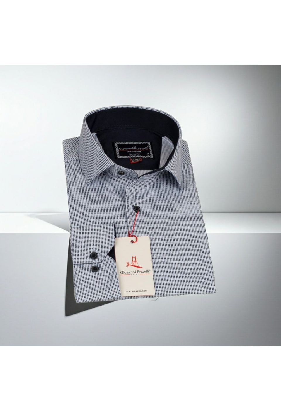 2032 CR 8 DROP SATIN 001 8 Drop Slim Fit Uzun Kol Saten Desenli Erkek Gömlek 3GMK312032001 - Giovanni Fratelli