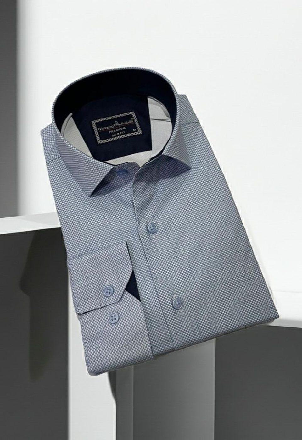 Slim Fit Uzun Kol Desenli Saten Gömlek 3GMK312131001