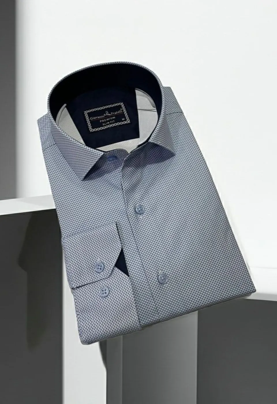 2131 CR SATIN 001 Slim Fit Uzun Kol Desenli Saten Gömlek 3GMK312131001 - Giovanni Fratelli