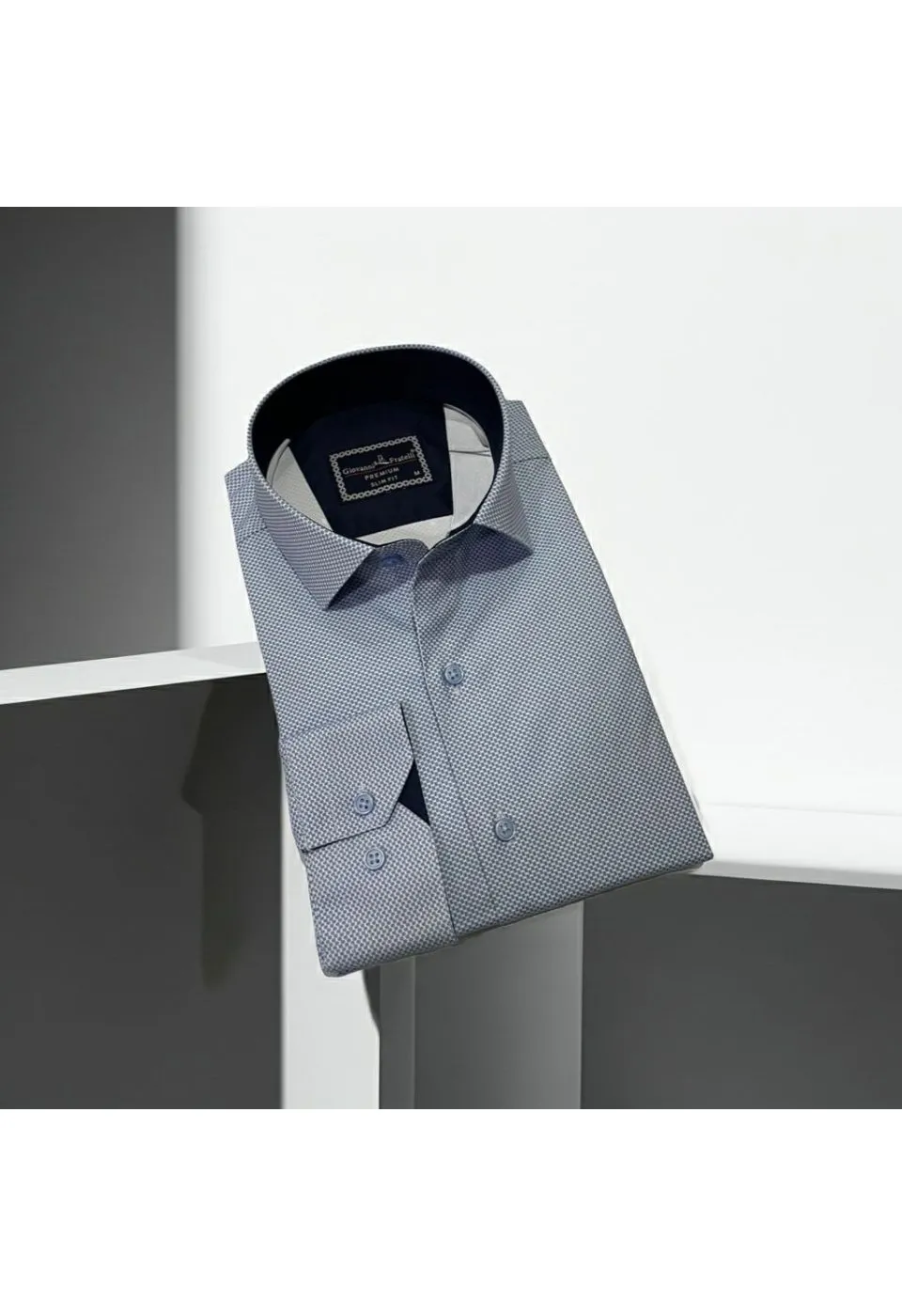2131 CR SATIN 001 Slim Fit Uzun Kol Desenli Saten Gömlek 3GMK312131001 - Giovanni Fratelli