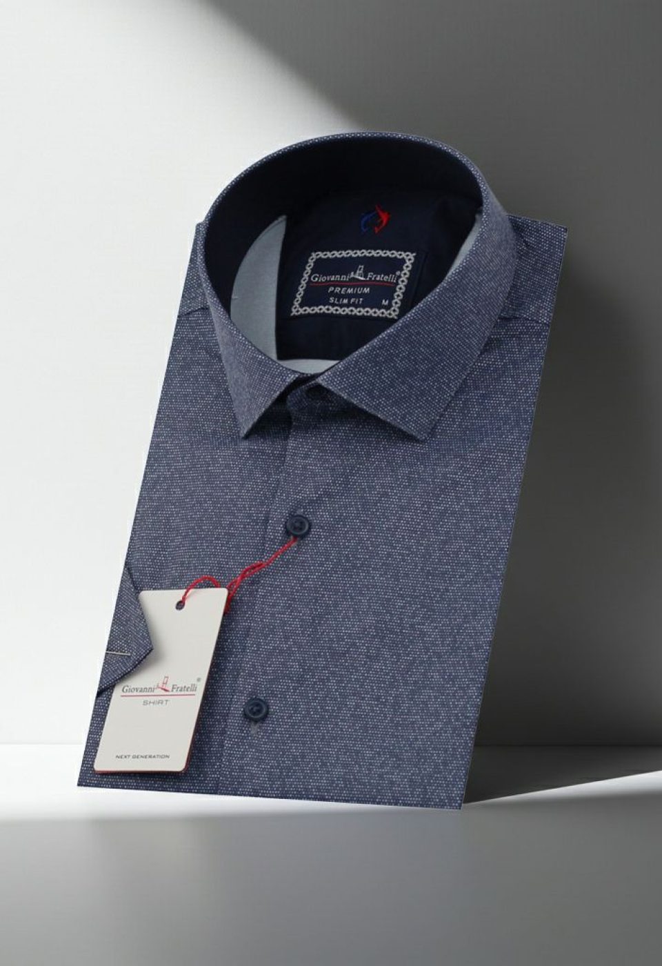Slim Fit Kısa Kol Desenli Saten Erkek Gömlek 3GMK312141007 - Giovanni Fratelli