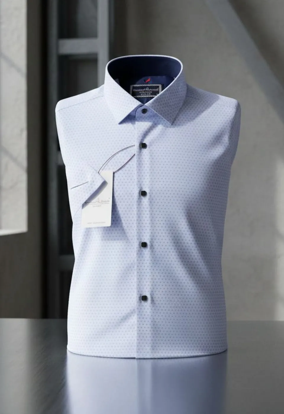 Slim Fit Kısa Kol Desenli Saten Erkek Gömlek 3GMK312147007