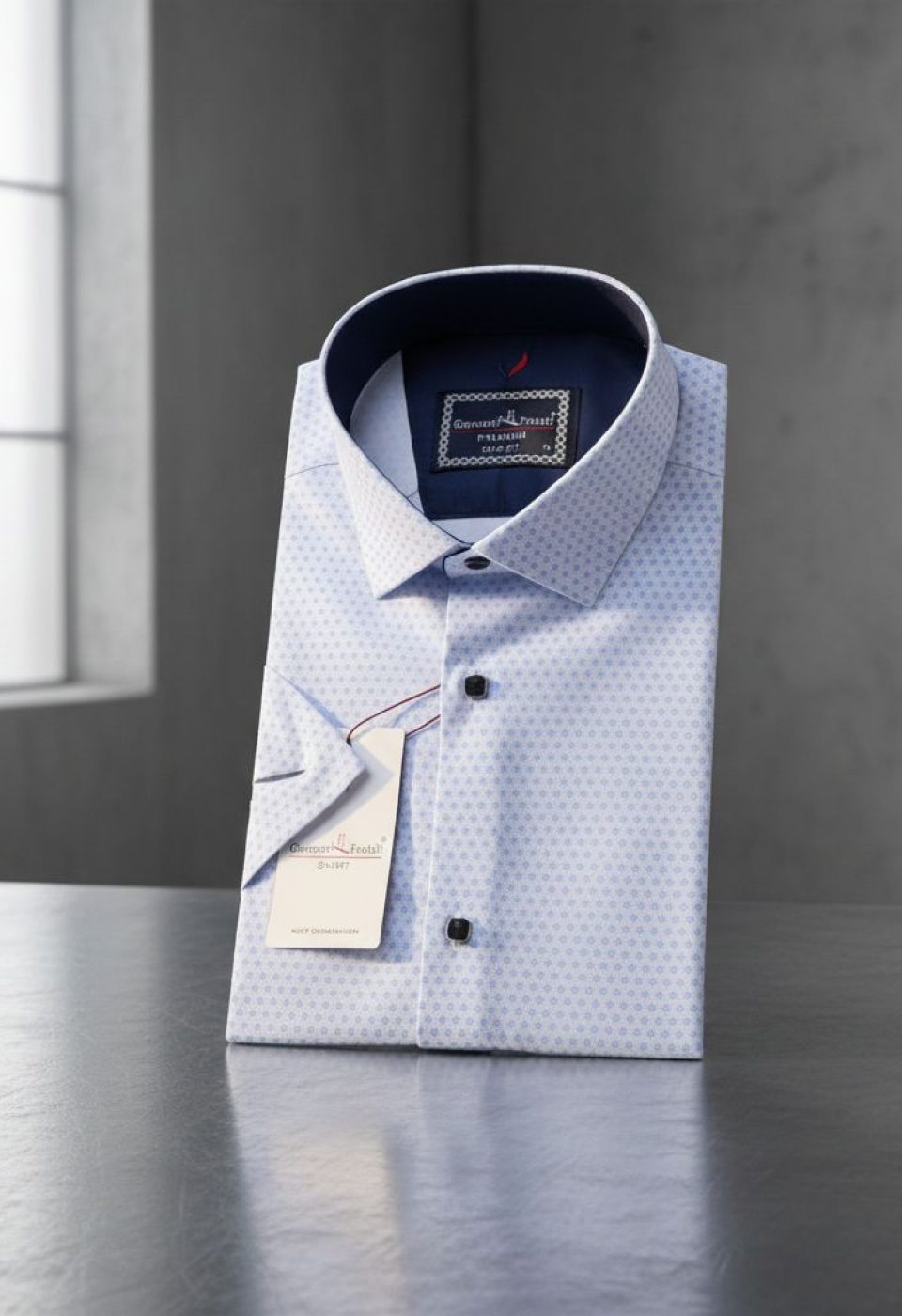 Slim Fit Kısa Kol Desenli Saten Erkek Gömlek 3GMK312147007 - Giovanni Fratelli