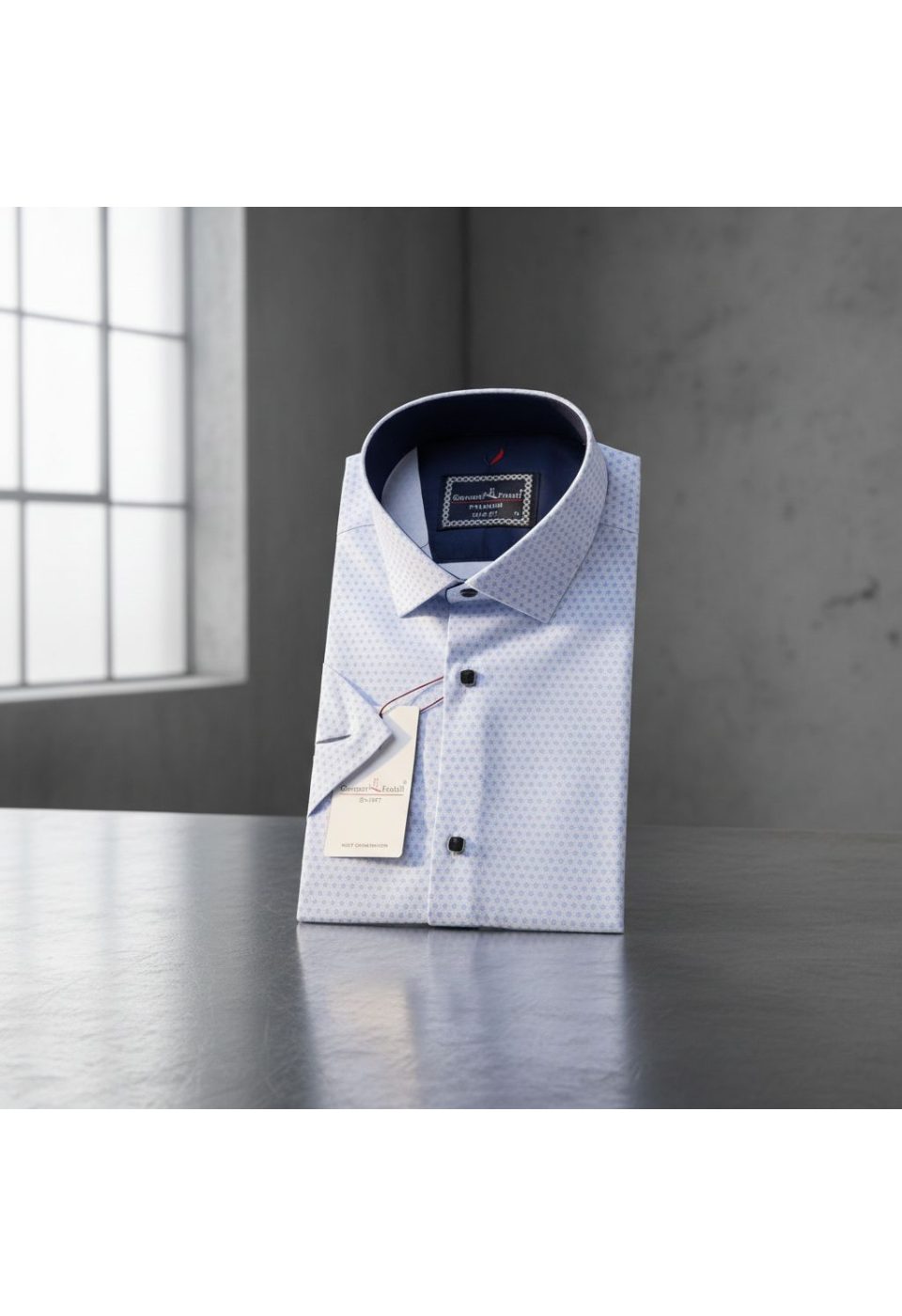 Slim Fit Kısa Kol Desenli Saten Erkek Gömlek 3GMK312147007 - Giovanni Fratelli