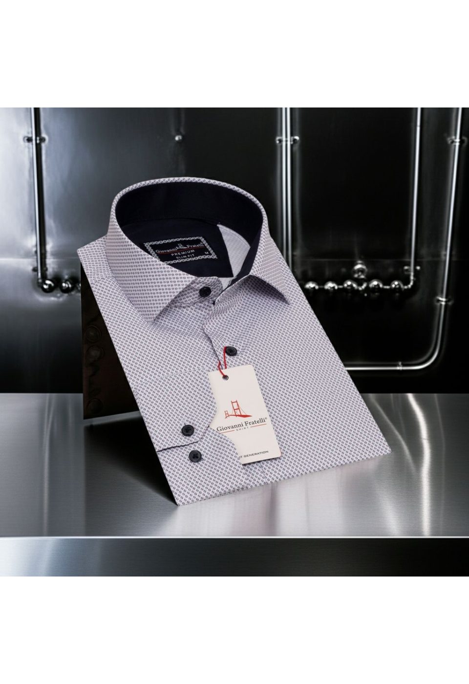 Slim Fit Uzun Kol Desenli Saten Erkek Gömlek 3GMK322150002 - Giovanni Fratelli