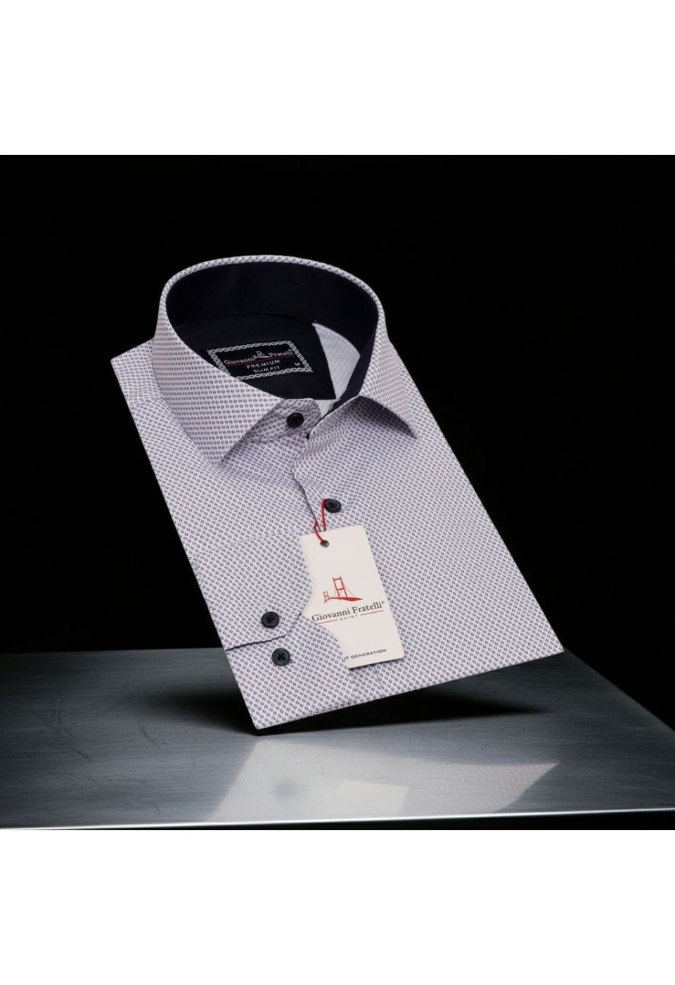 Slim Fit Uzun Kol Desenli Saten Erkek Gömlek 3GMK322150002 - Giovanni Fratelli