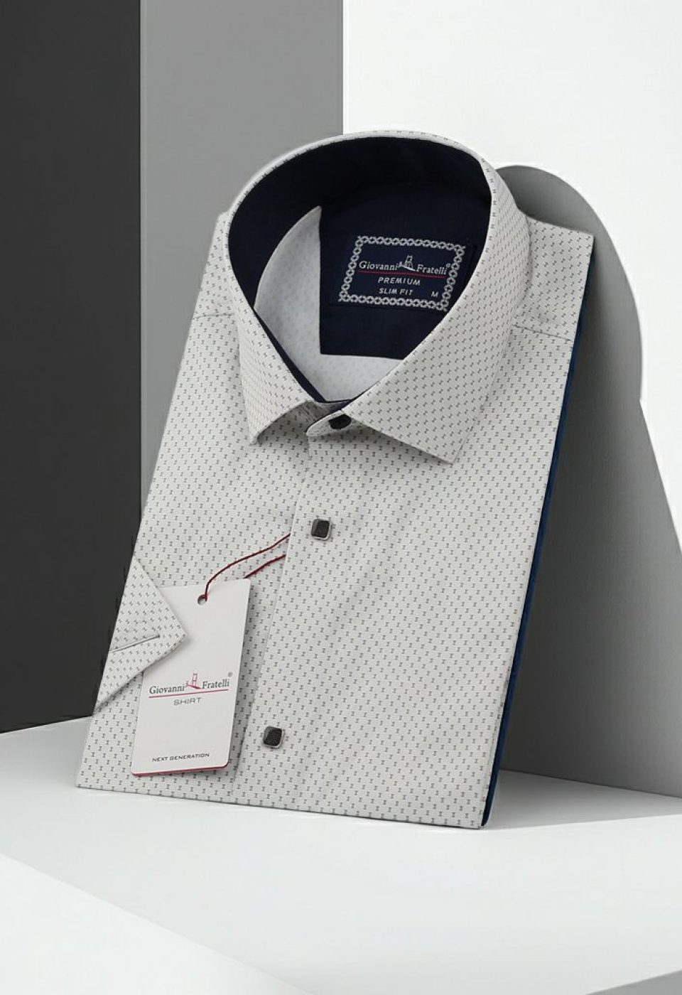 Slim Fit Kısa Kol Desenli Saten Erkek Gömlek 3GMK312154002