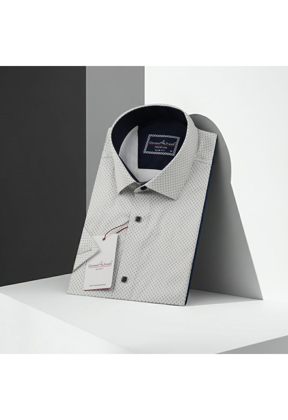 Slim Fit Kısa Kol Desenli Saten Erkek Gömlek 3GMK312154002 - Giovanni Fratelli