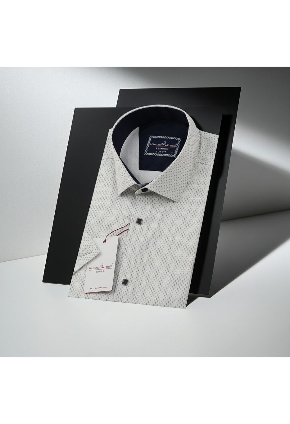 Slim Fit Kısa Kol Desenli Saten Erkek Gömlek 3GMK312154002 - Giovanni Fratelli