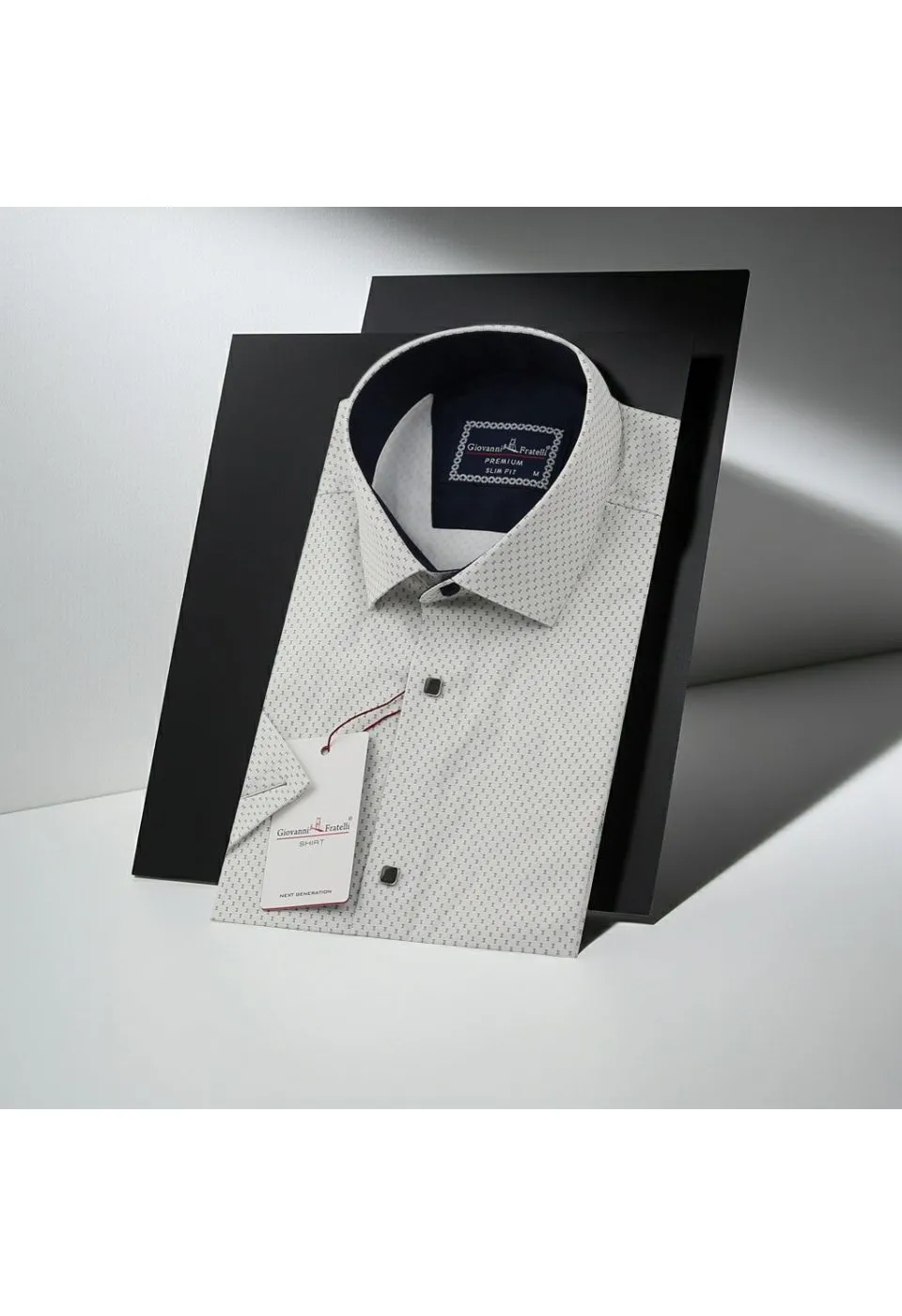 Slim Fit Kısa Kol Desenli Saten Erkek Gömlek 3GMK312154002 - Giovanni Fratelli