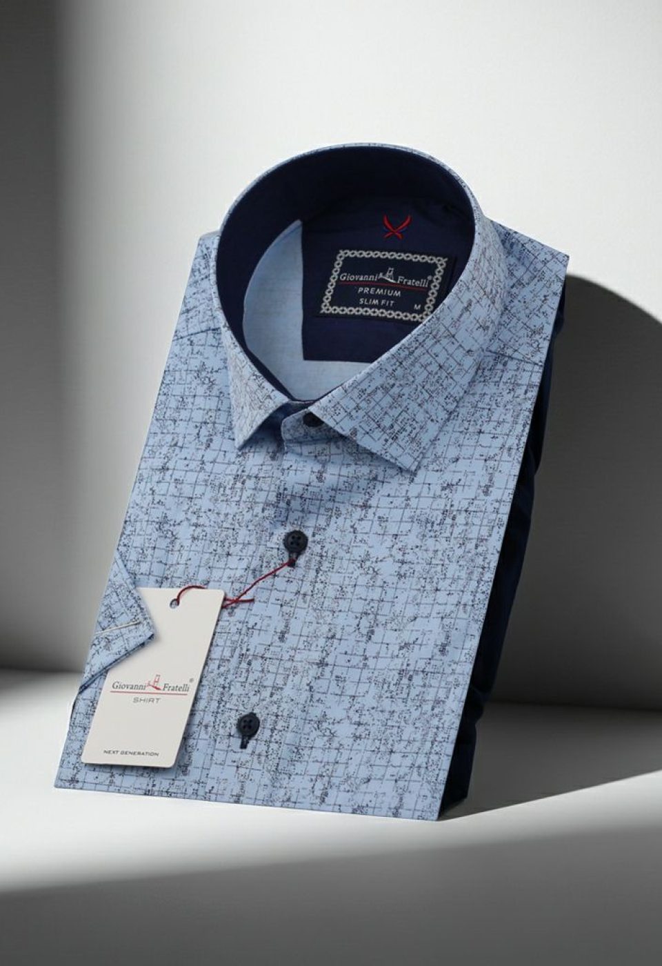 Slim Fit Kısa Kol Desenli Erkek Gömlek 3GMK312158002