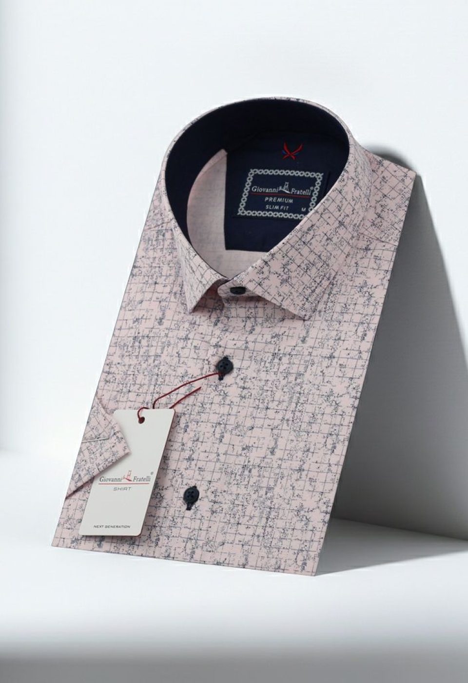 Slim Fit Kısa Kol Desenli Erkek Gömlek 3GMK312158003