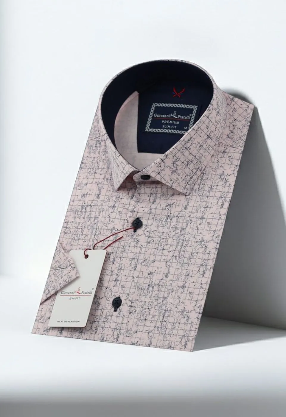 Slim Fit Kısa Kol Desenli Erkek Gömlek 3GMK312158003