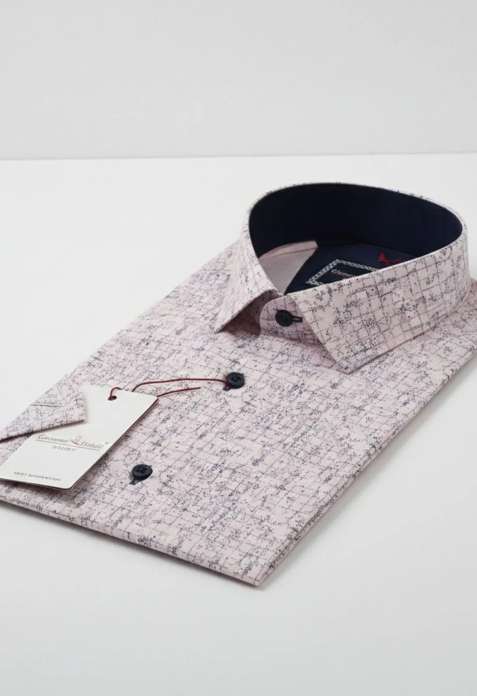Slim Fit Kısa Kol Desenli Erkek Gömlek 3GMK312158003