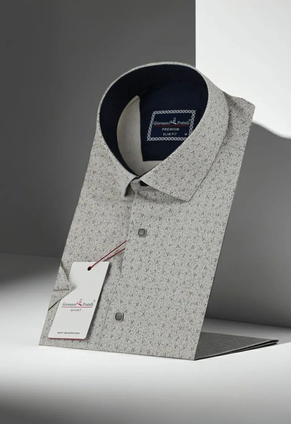 Slim Fit Kısa Kol Desenli Erkek Gömlek 3GMK312159002