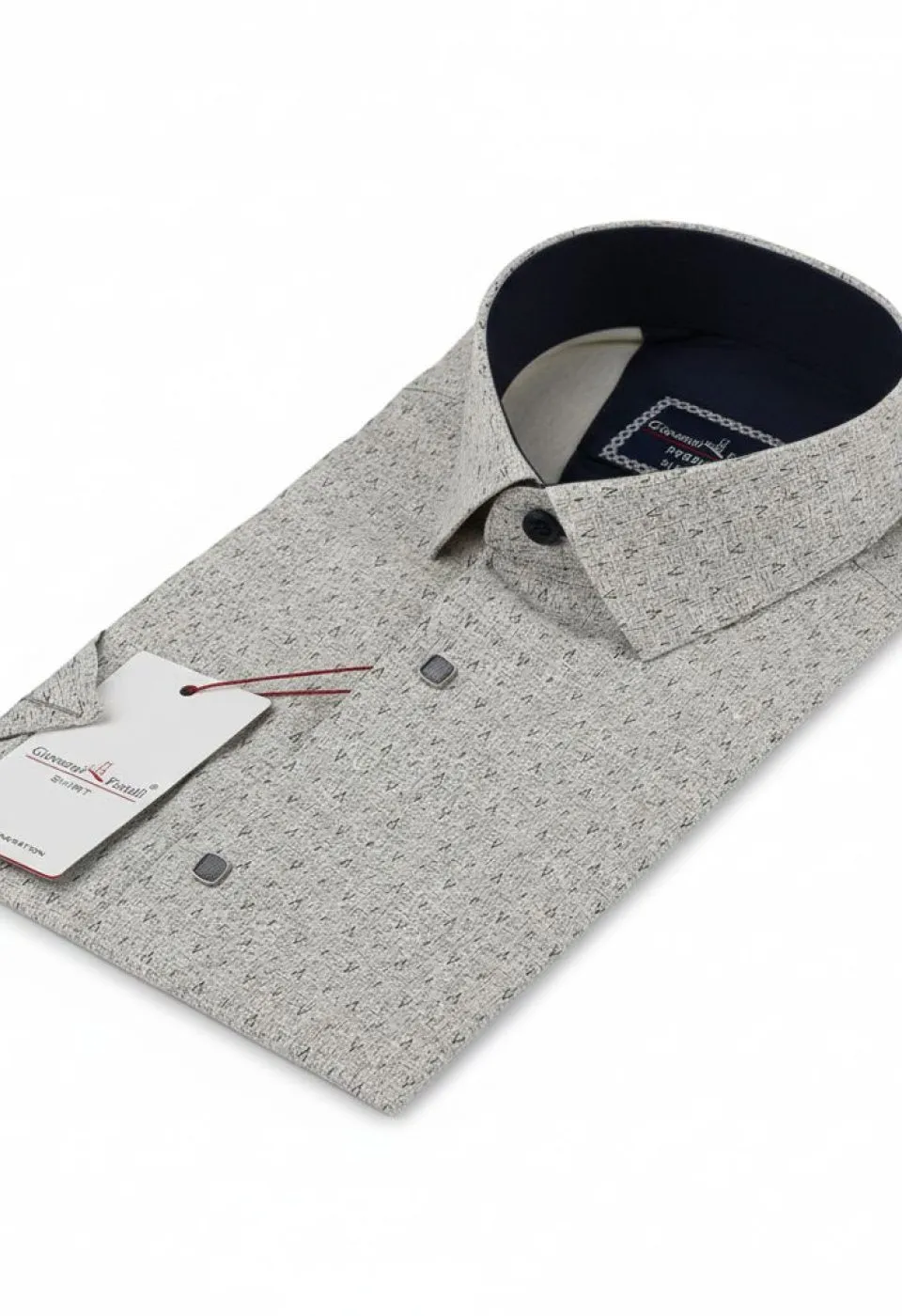 Slim Fit Kısa Kol Desenli Erkek Gömlek 3GMK312159002