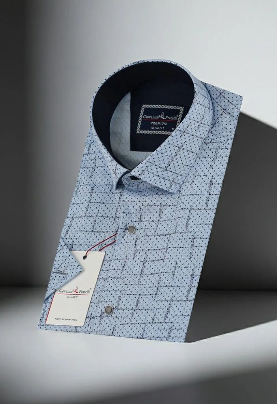 Slim Fit Kısa Kol Desenli Erkek Gömlek 3GMK312159003