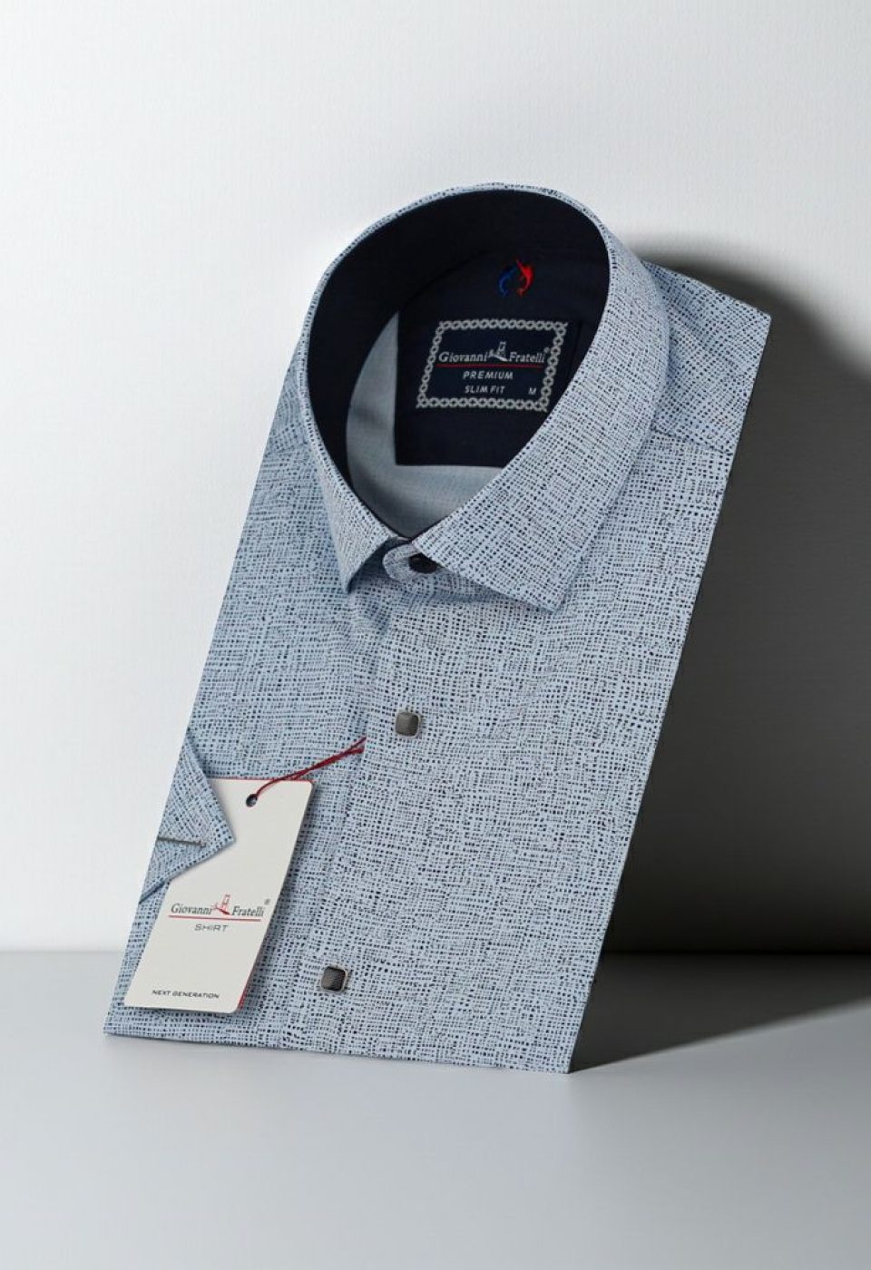 Slim Fit Kısa Kol Desenli Erkek Gömlek 3GMK312160002