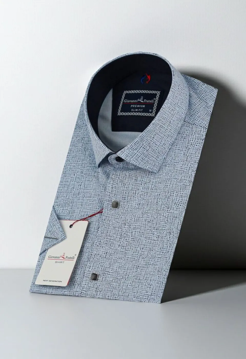 Slim Fit Kısa Kol Desenli Erkek Gömlek 3GMK312160002