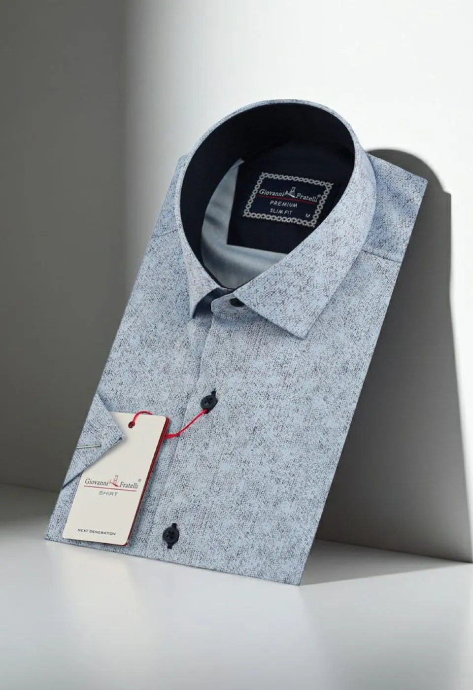 Slim Fit Kısa Kol Desenli Erkek Gömlek 3GMK312162002