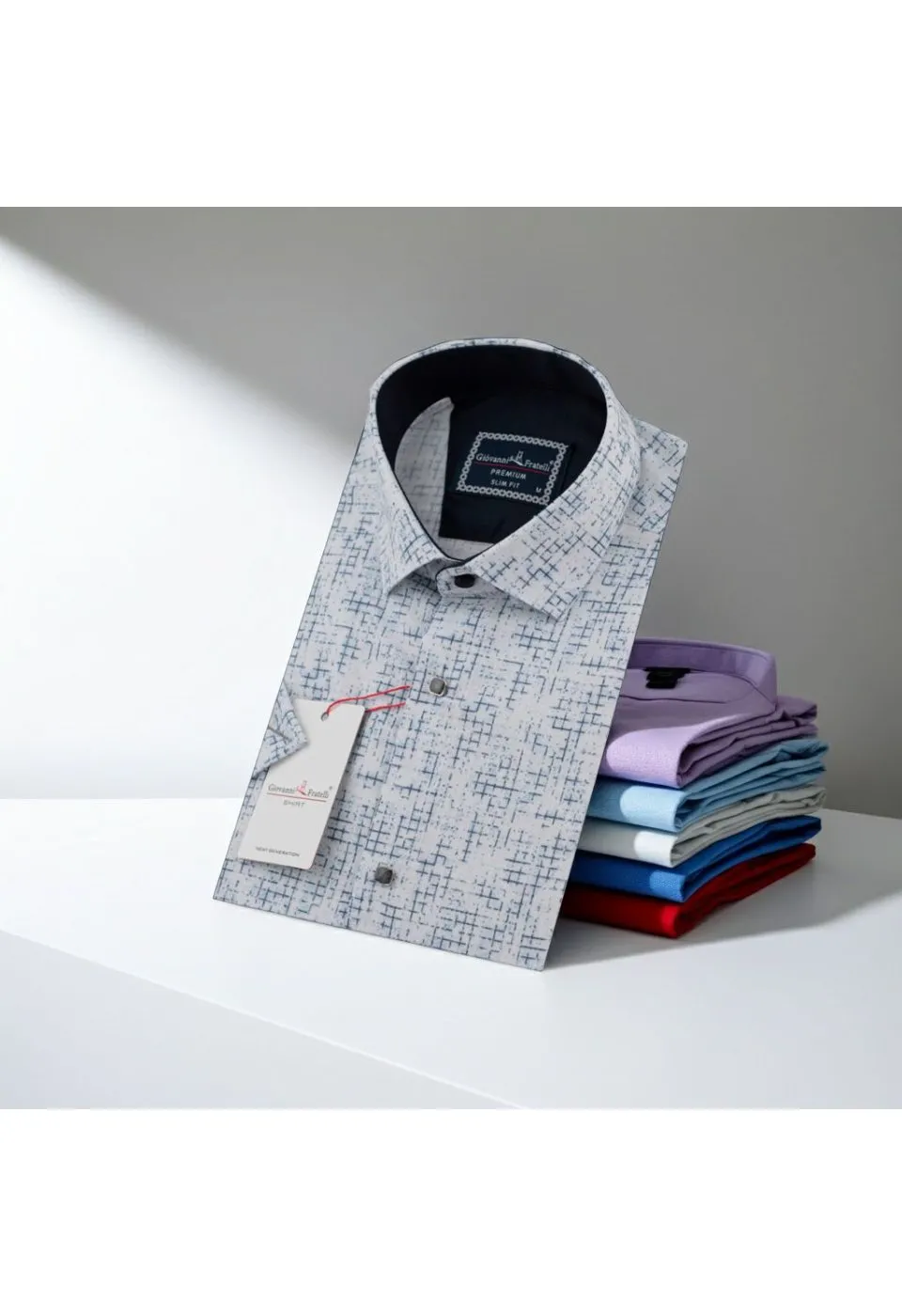 Slim Fit Kısa Kol Desenli Erkek Gömlek 3GMK312165001 - Giovanni Fratelli