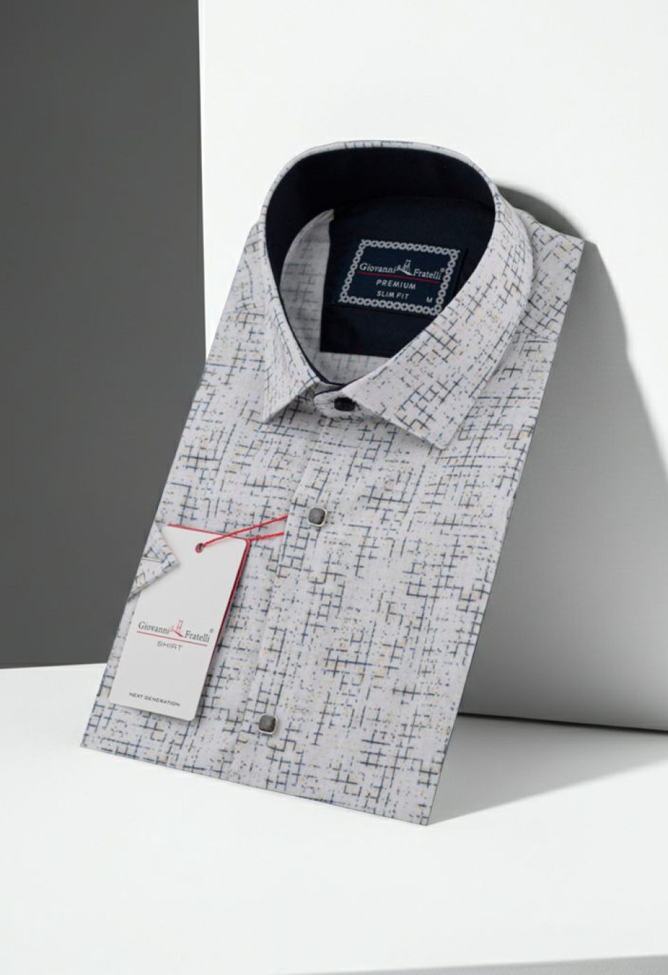 Slim Fit Kısa Kol Desenli Erkek Gömlek 3GMK312165002