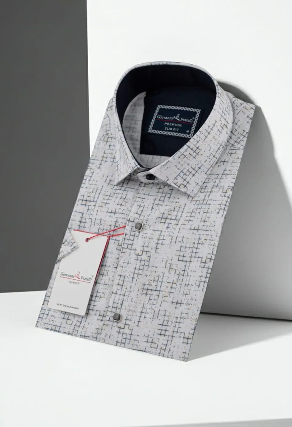 Slim Fit Kısa Kol Desenli Erkek Gömlek 3GMK312165002