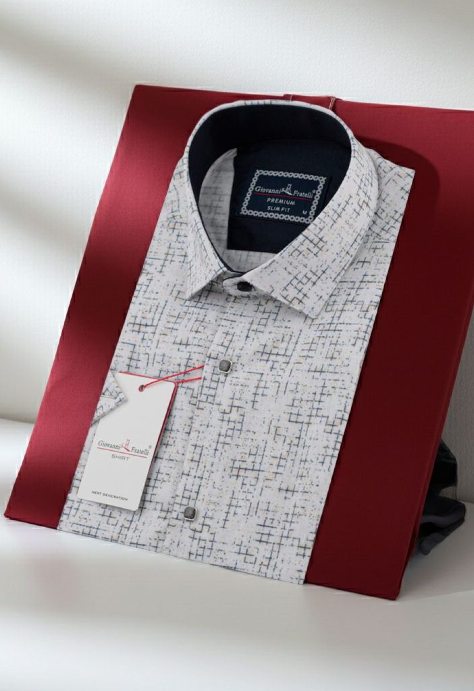 Slim Fit Kısa Kol Desenli Erkek Gömlek 3GMK312165002 - Giovanni Fratelli