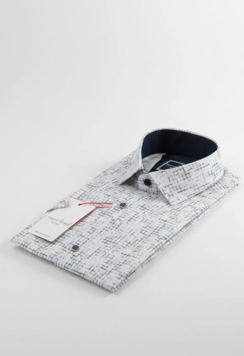 Slim Fit Kısa Kol Desenli Erkek Gömlek 3GMK312165002