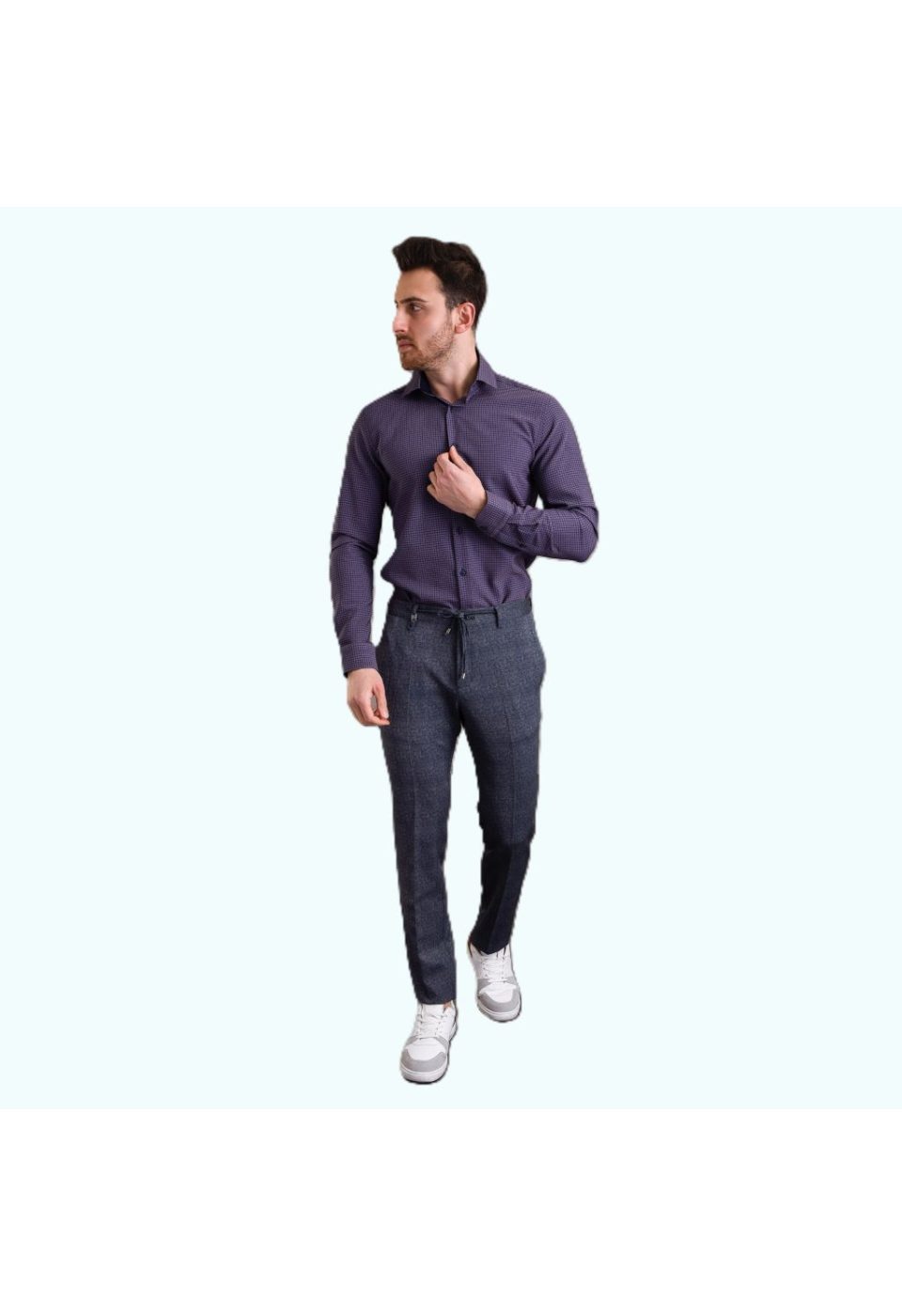 Slim Fit Uzun Kol Desenli Erkek Gömlek 3GMK312182002 - Giovanni Fratelli