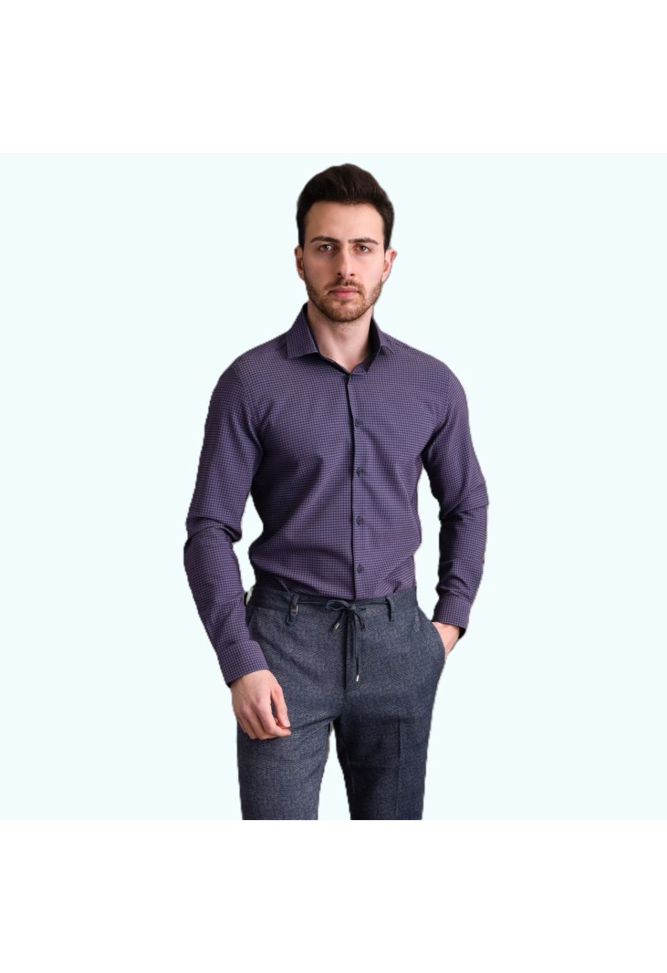 Slim Fit Uzun Kol Desenli Erkek Gömlek 3GMK312182002 - Giovanni Fratelli