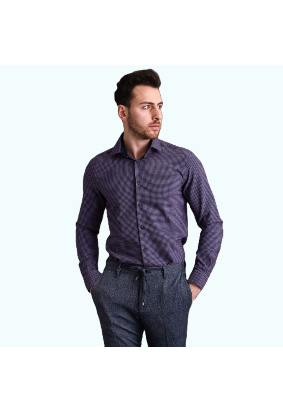Slim Fit Uzun Kol Desenli Erkek Gömlek 3GMK312182002 - Giovanni Fratelli