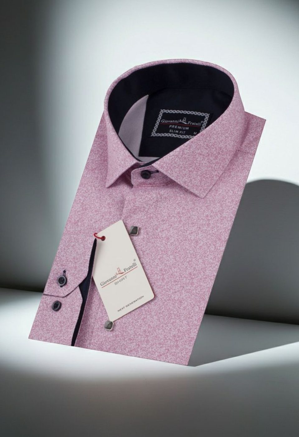 Slim Fit Uzun Kol Desenli Saten Gömlek 3GMK312188004