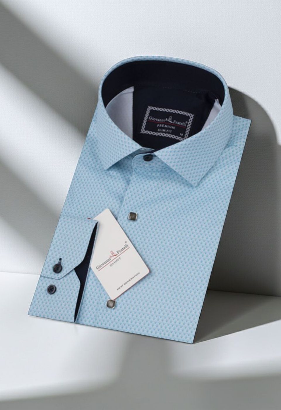 Slim Fit Uzun Kol Desenli Saten Gömlek 3GMMK312189008