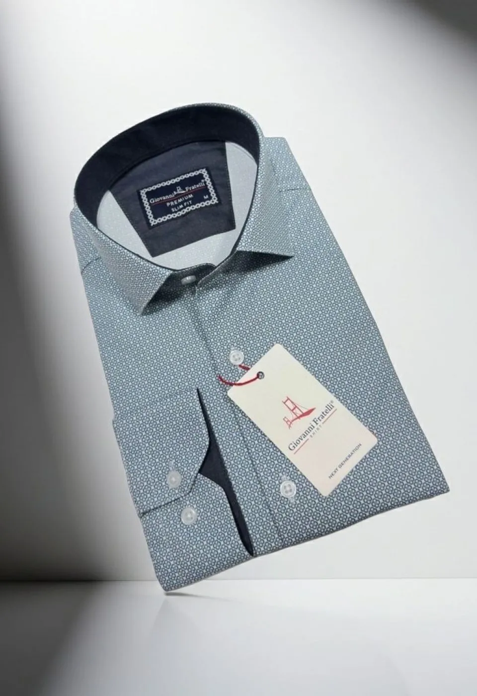 Slim Fit Uzun Kol Desenli Saten Gömlek 3GMK312195001