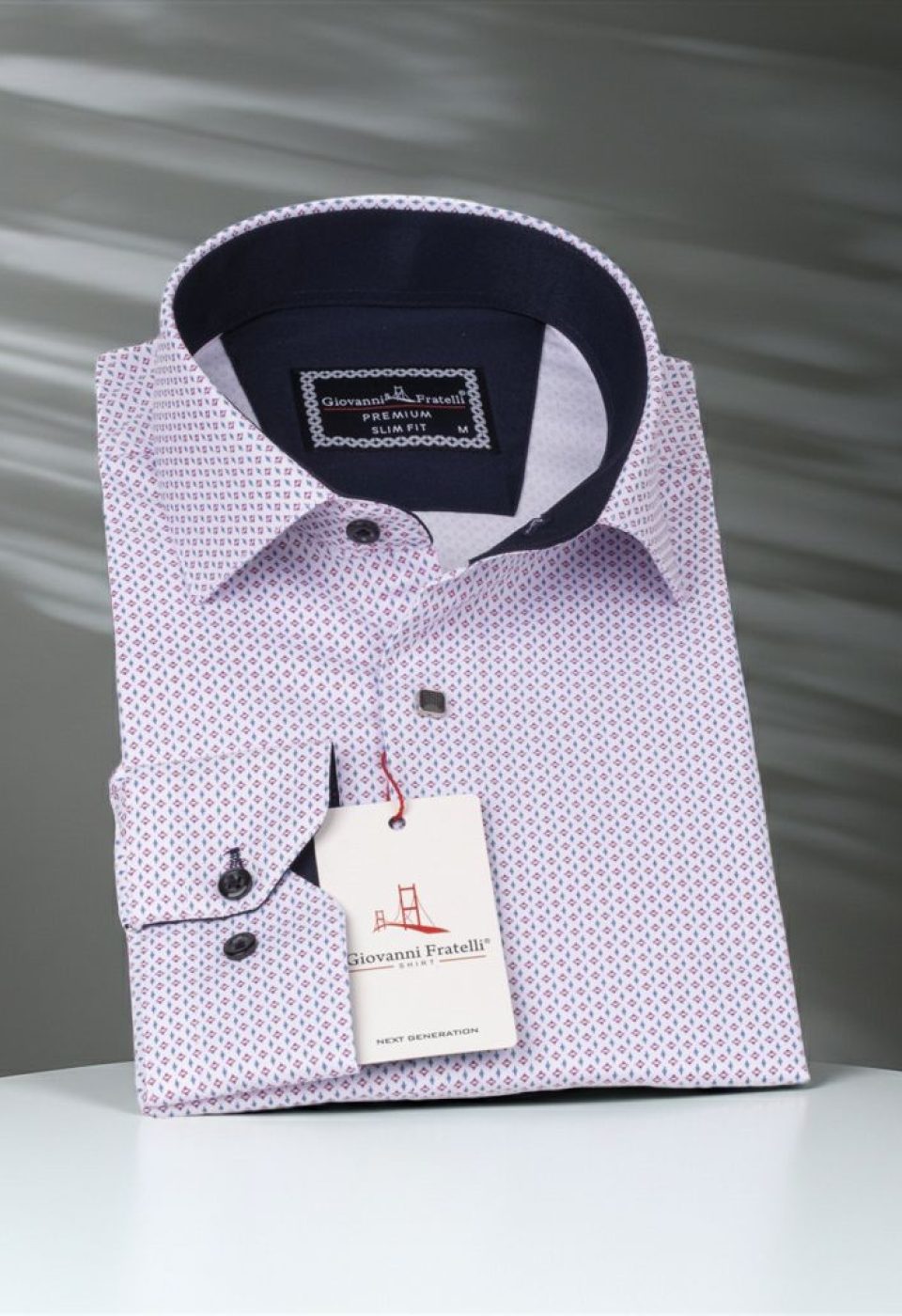 Slim Fit Uzun Kol Desenli Saten Gömlek 3GMK312411006