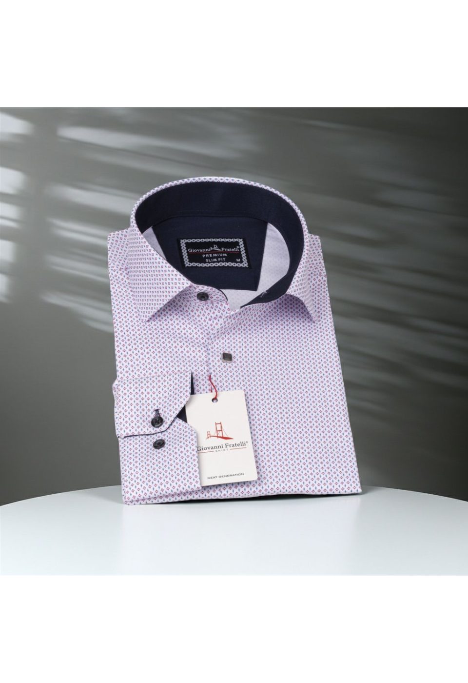 Slim Fit Uzun Kol Desenli Saten Gömlek 3GMK312411006 - Giovanni Fratelli