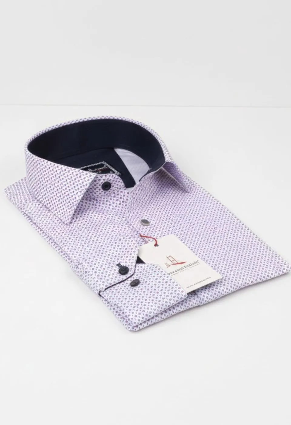 Slim Fit Uzun Kol Desenli Saten Gömlek 3GMK312411006