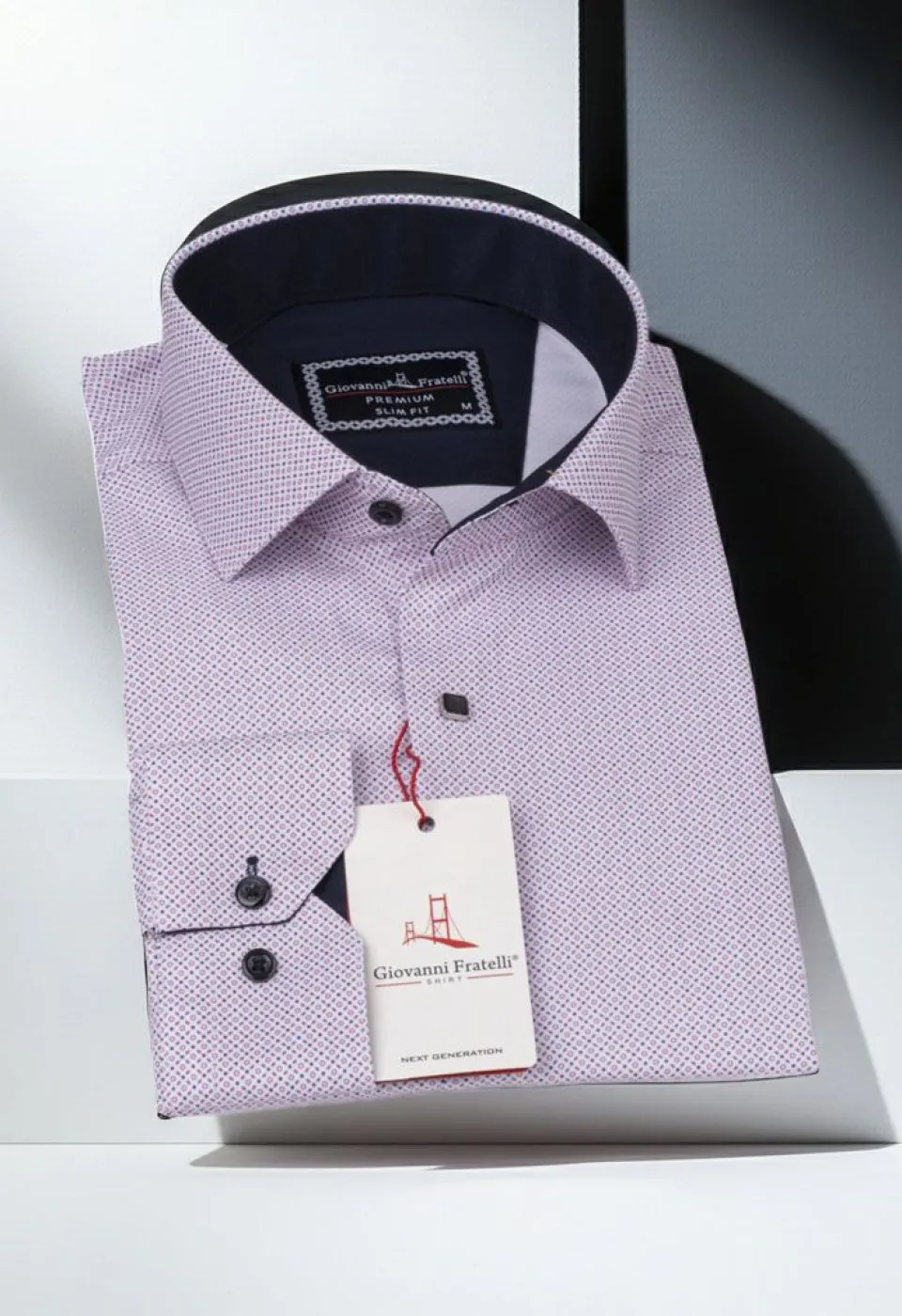 Slim Fit Uzun Kol Desenli Saten Gömlek 3GMK312412005