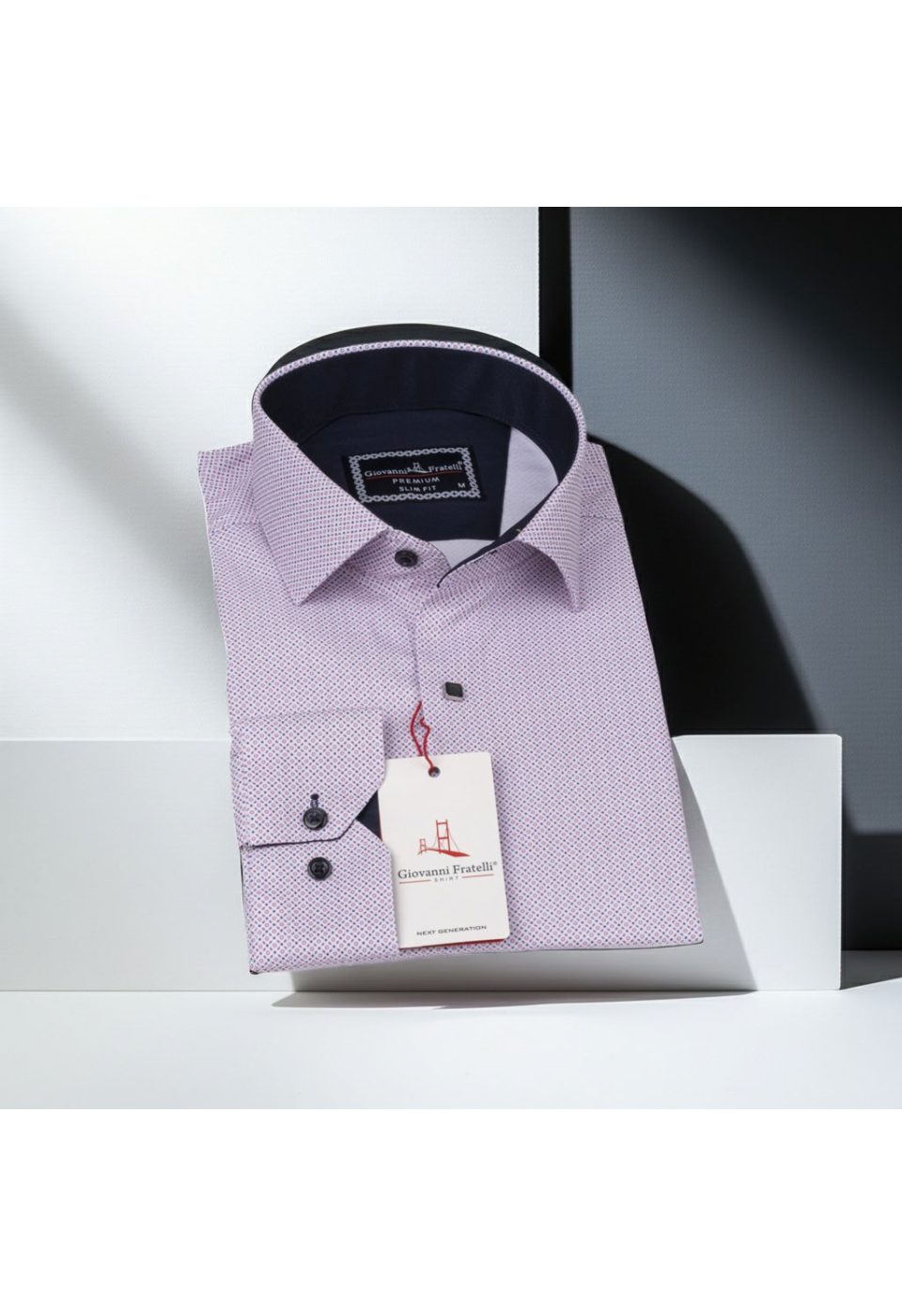 2412 CR SATIN 005 Slim Fit Uzun Kol Desenli Saten Gömlek 3GMK312412005 - Giovanni Fratelli