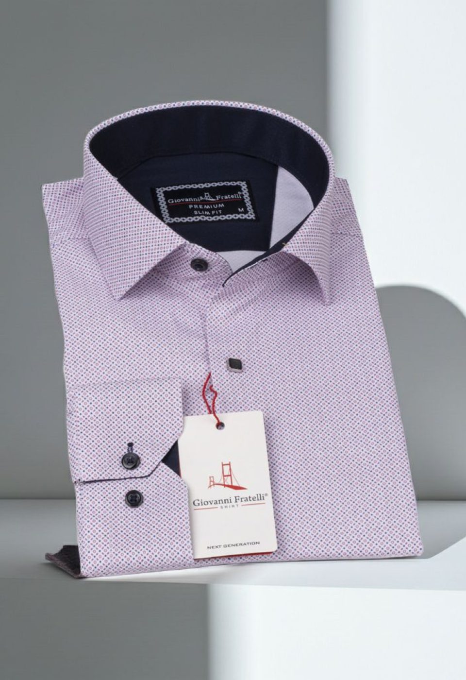 Slim Fit Uzun Kol Desenli Saten Gömlek 3GMK312412005