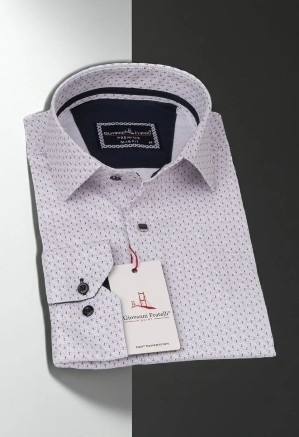 Slim Fit Uzun Kol Desenli Saten Gömlek 3GMK312413005 - Giovanni Fratelli