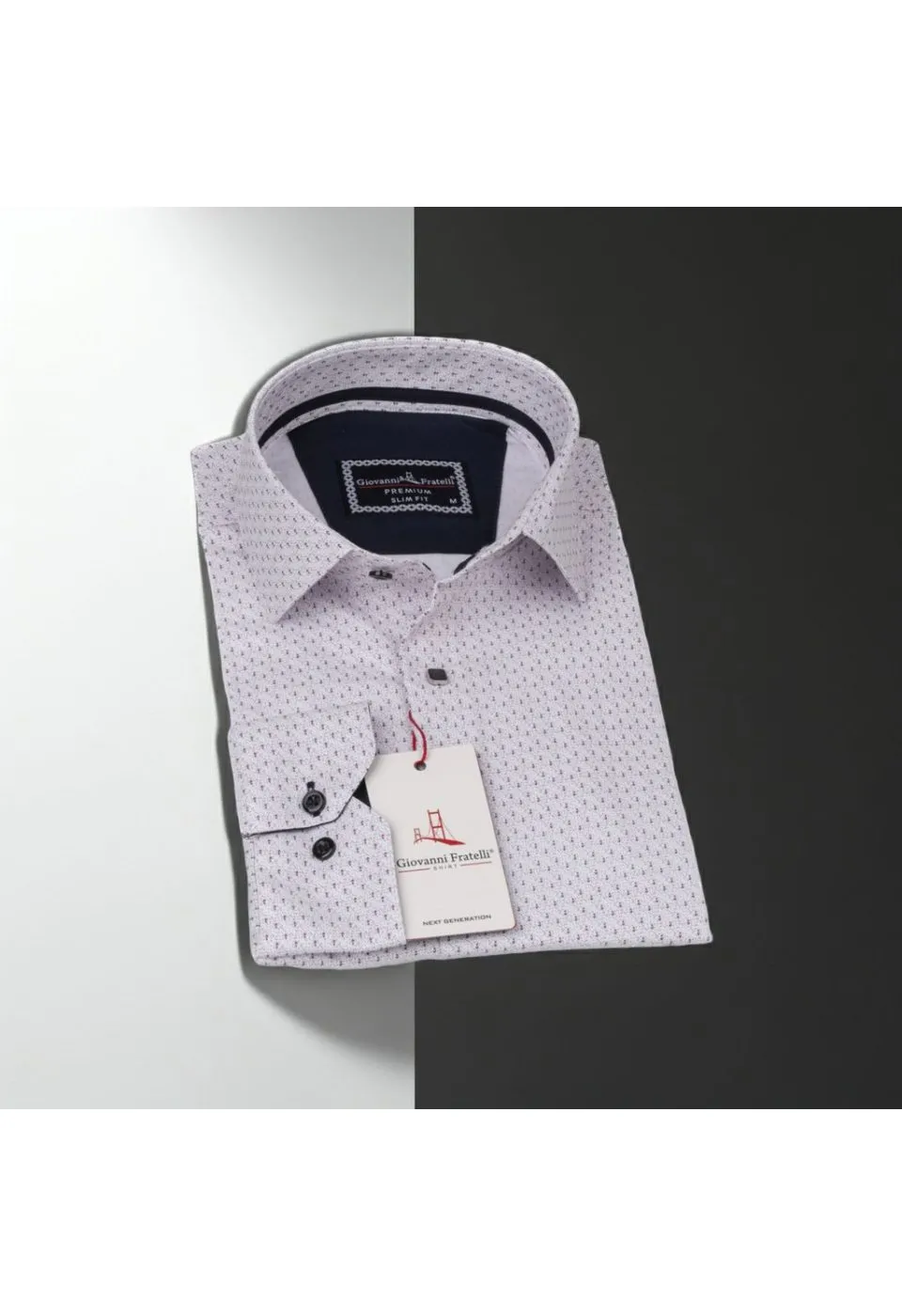 Slim Fit Uzun Kol Desenli Saten Gömlek 3GMK312413005 - Giovanni Fratelli