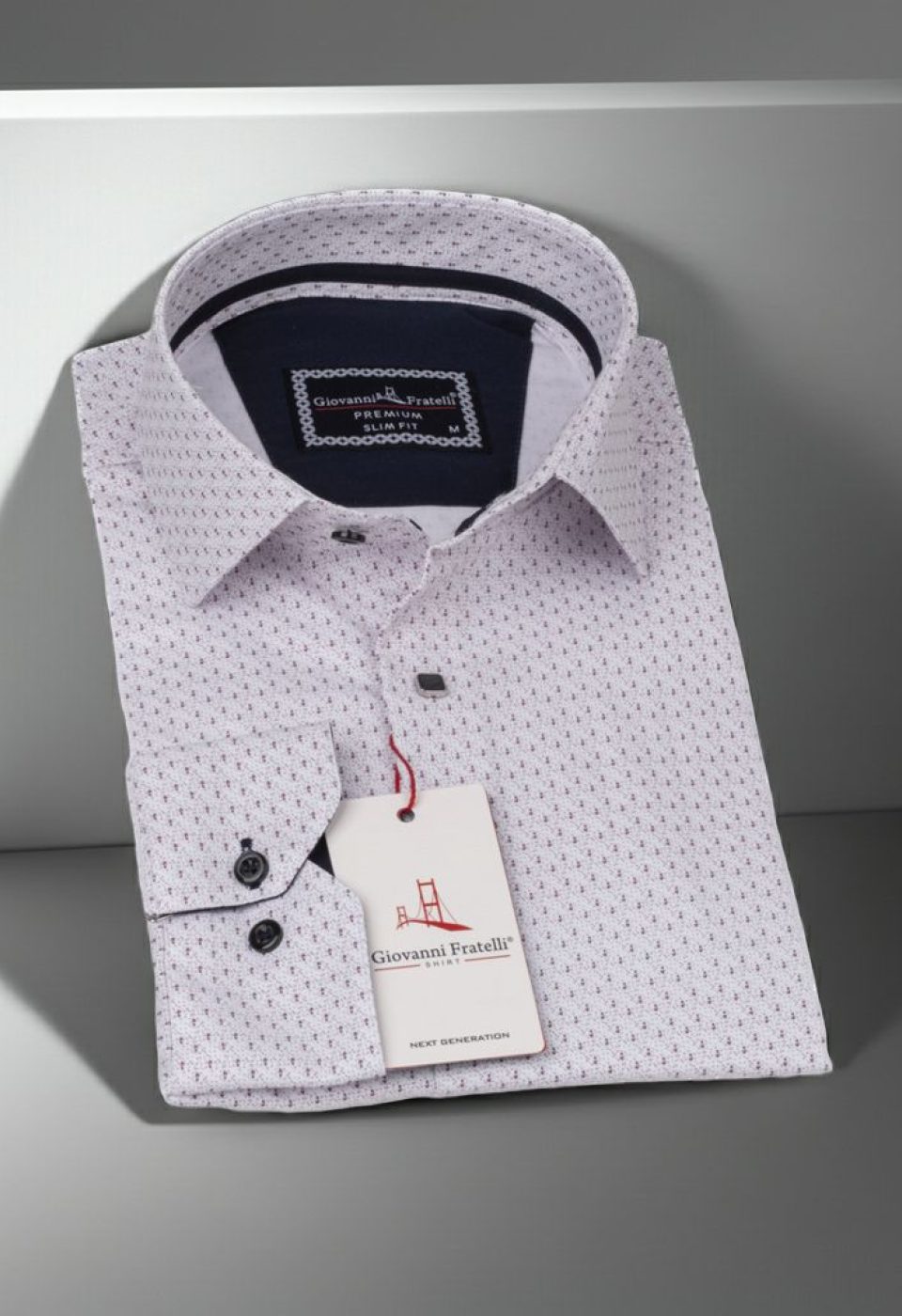 Slim Fit Uzun Kol Desenli Saten Gömlek 3GMK312413005