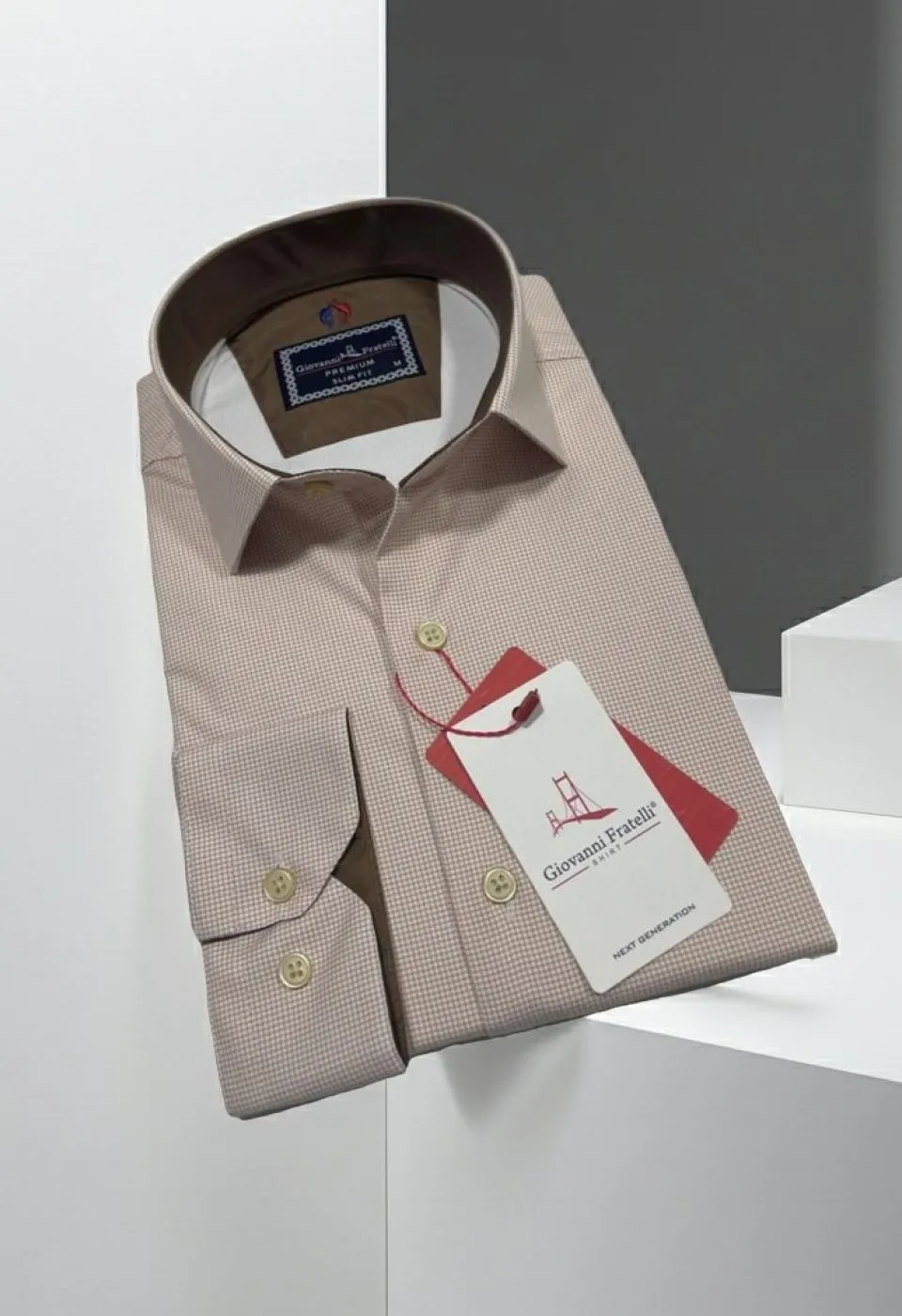 Slim Fit Uzun Kol Desenli Saten Gömlek 3GMK312420009 - Giovanni Fratelli